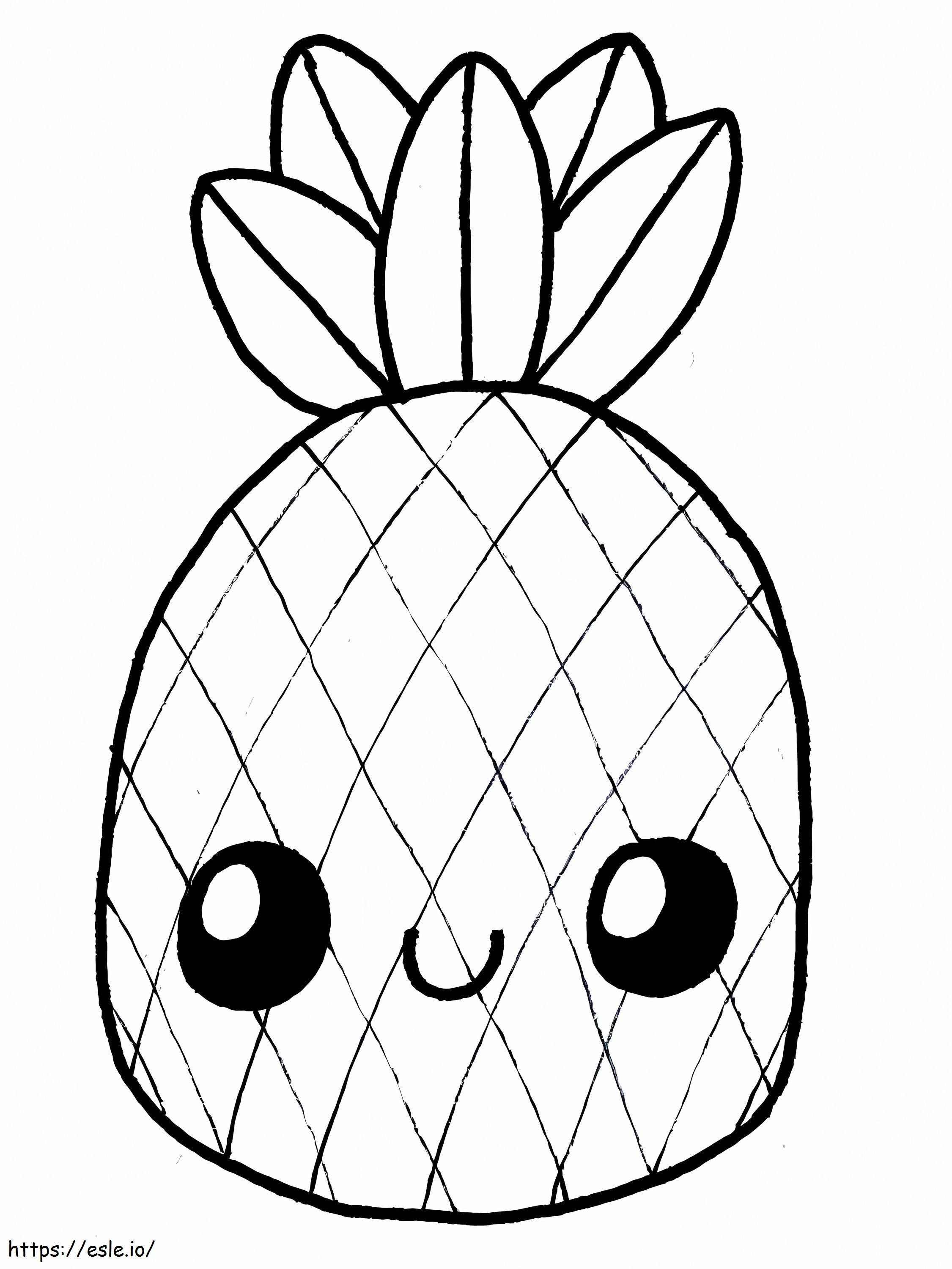 Coloriage Ananas mignon souriant à imprimer dessin