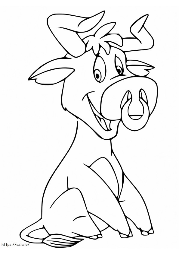 Cute Bull Smiling coloring page