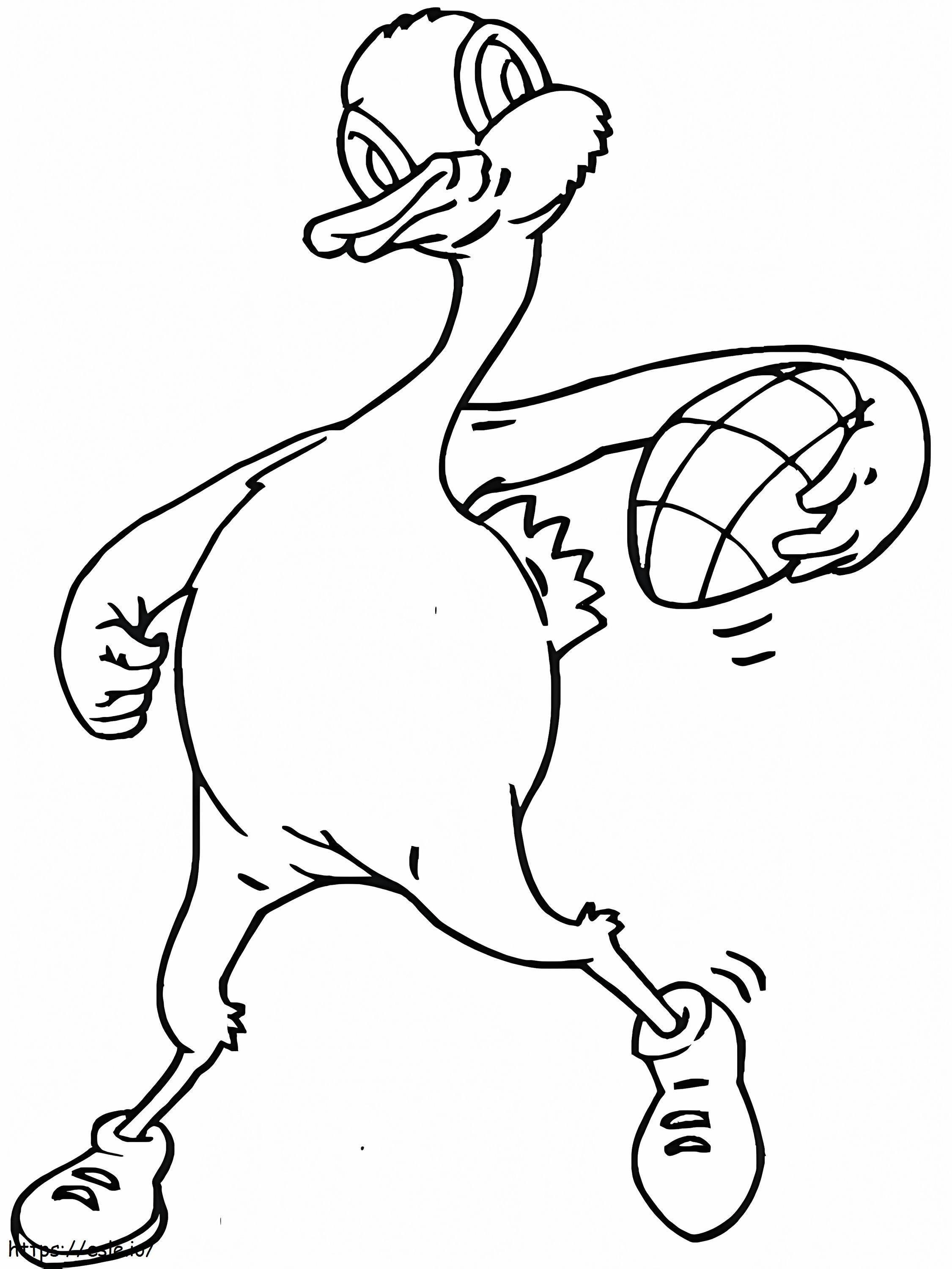 Pato engraçado jogando rugby para colorir
