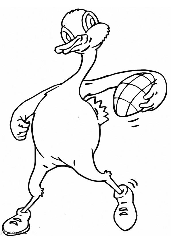Coloriage Canard drôle jouant au rugby à imprimer dessin