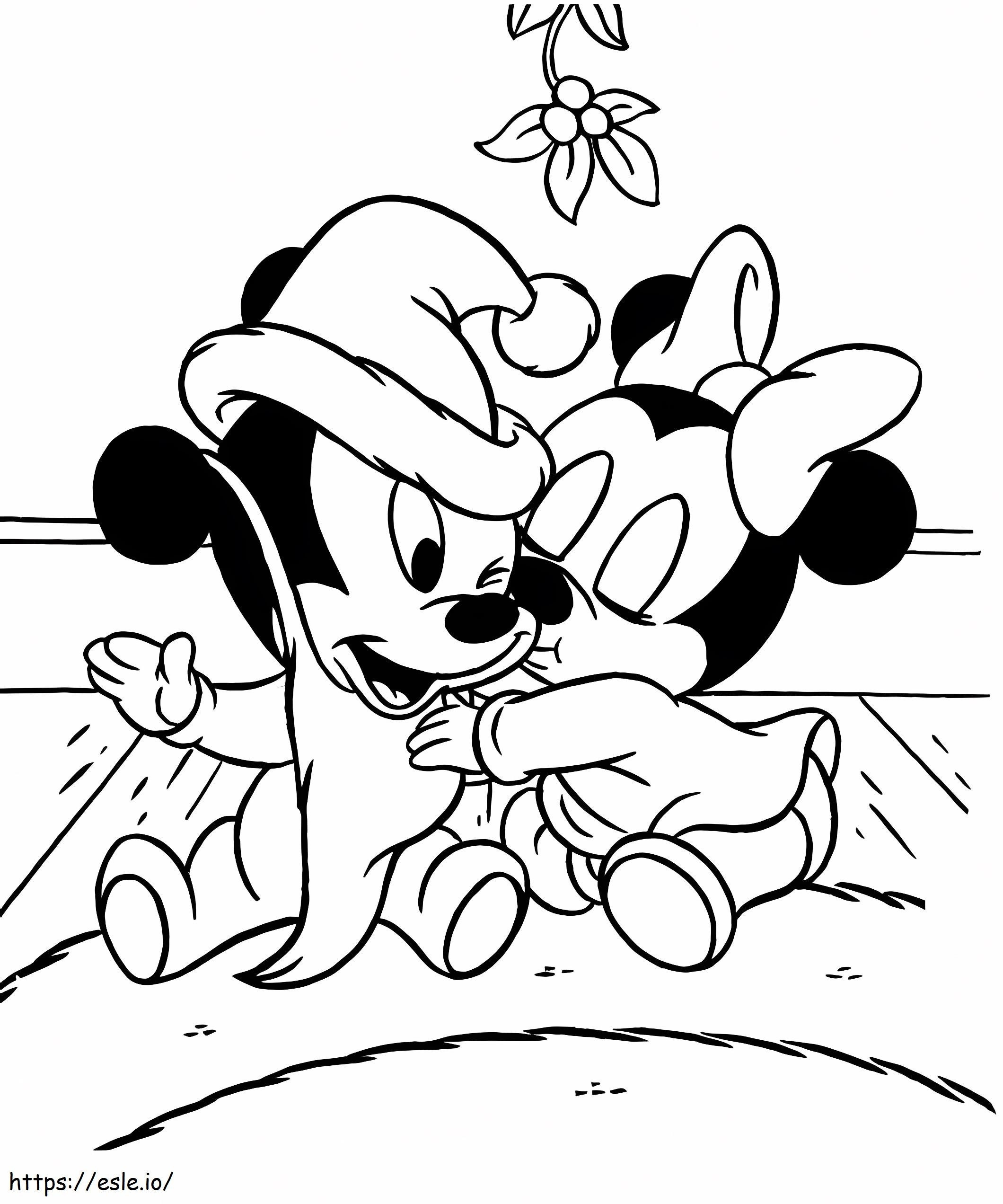 Baby Minnie Mouse Kiss Baby Mickey Mouse coloring page