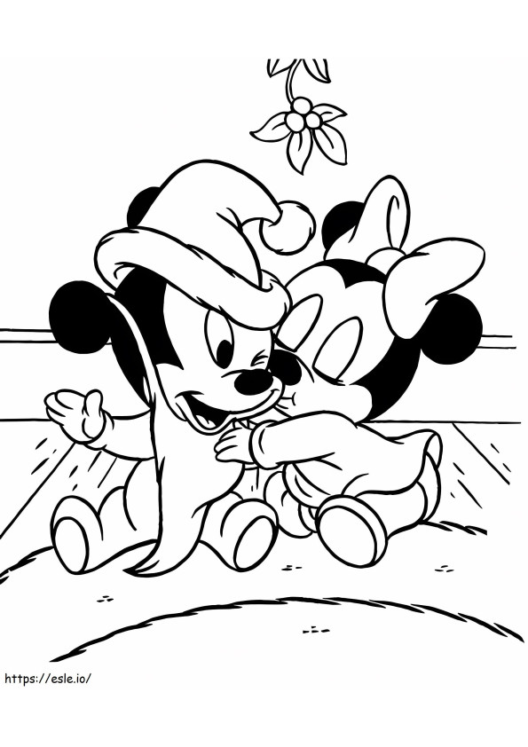 Baby Minnie Mouse Kiss Baby Mickey Mouse coloring page