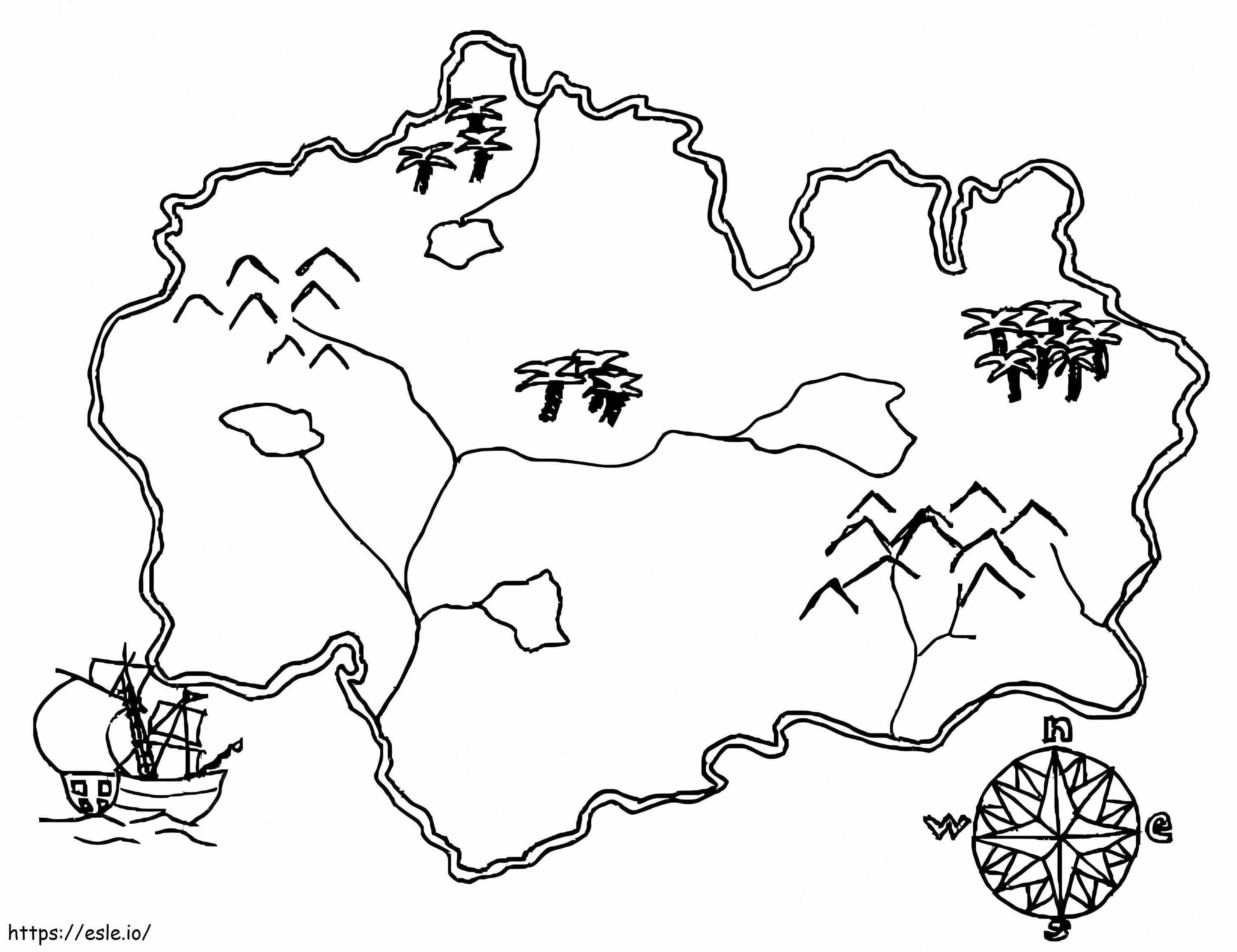 Mapa del tesoro 15 para colorear