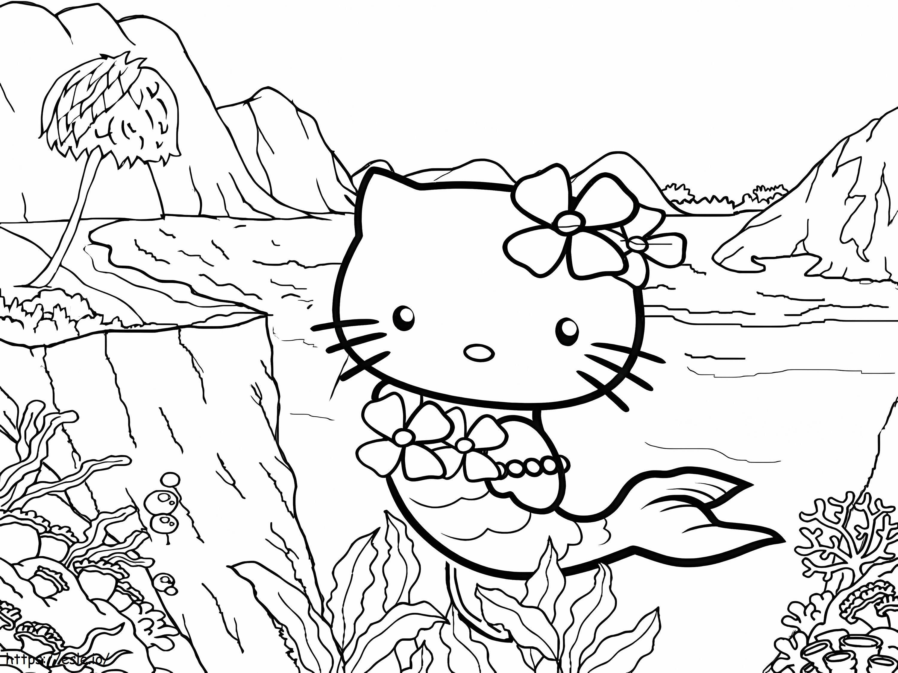 Bonita sirena de Hello Kitty para colorear