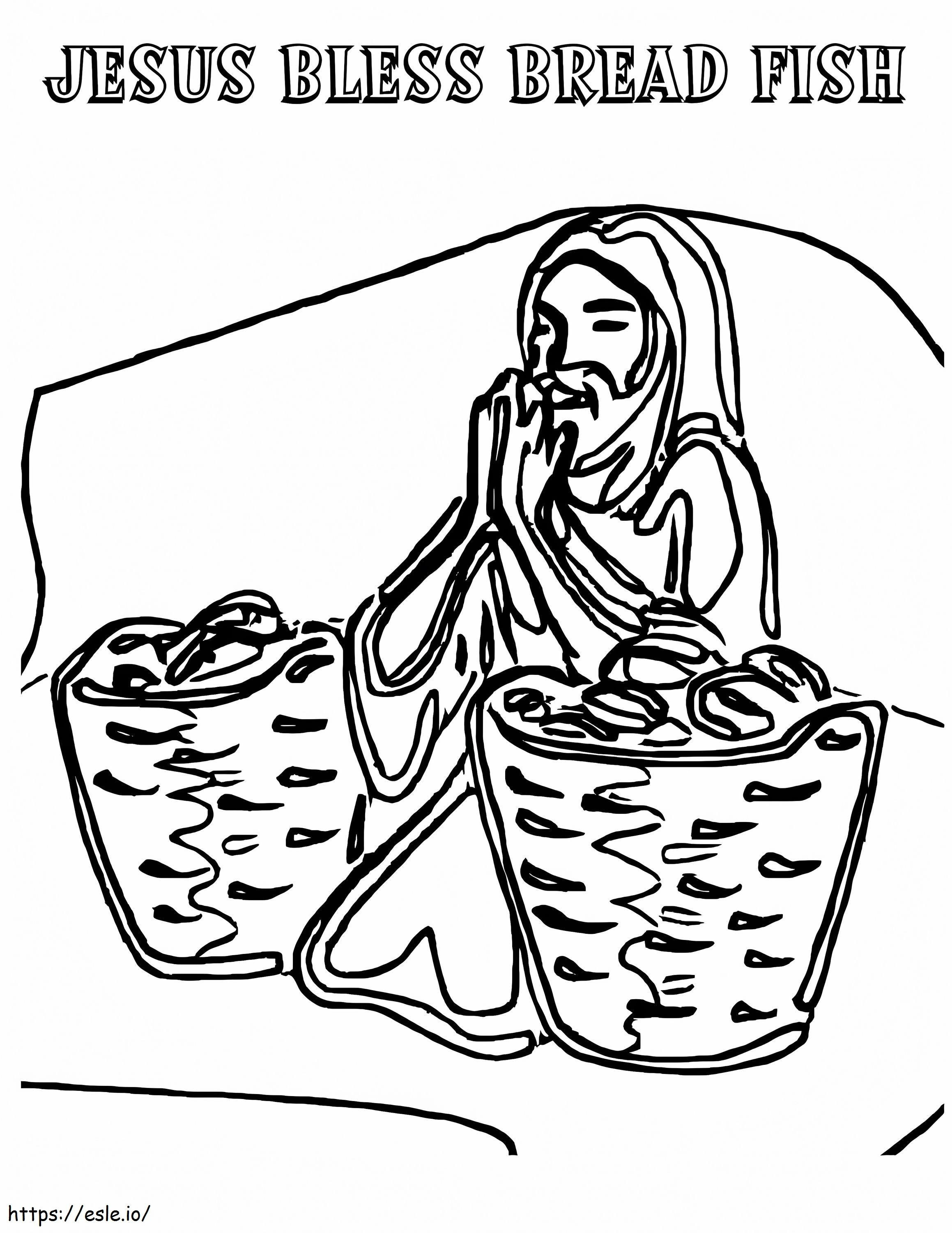 Jesus Bless Bread Fish coloring page
