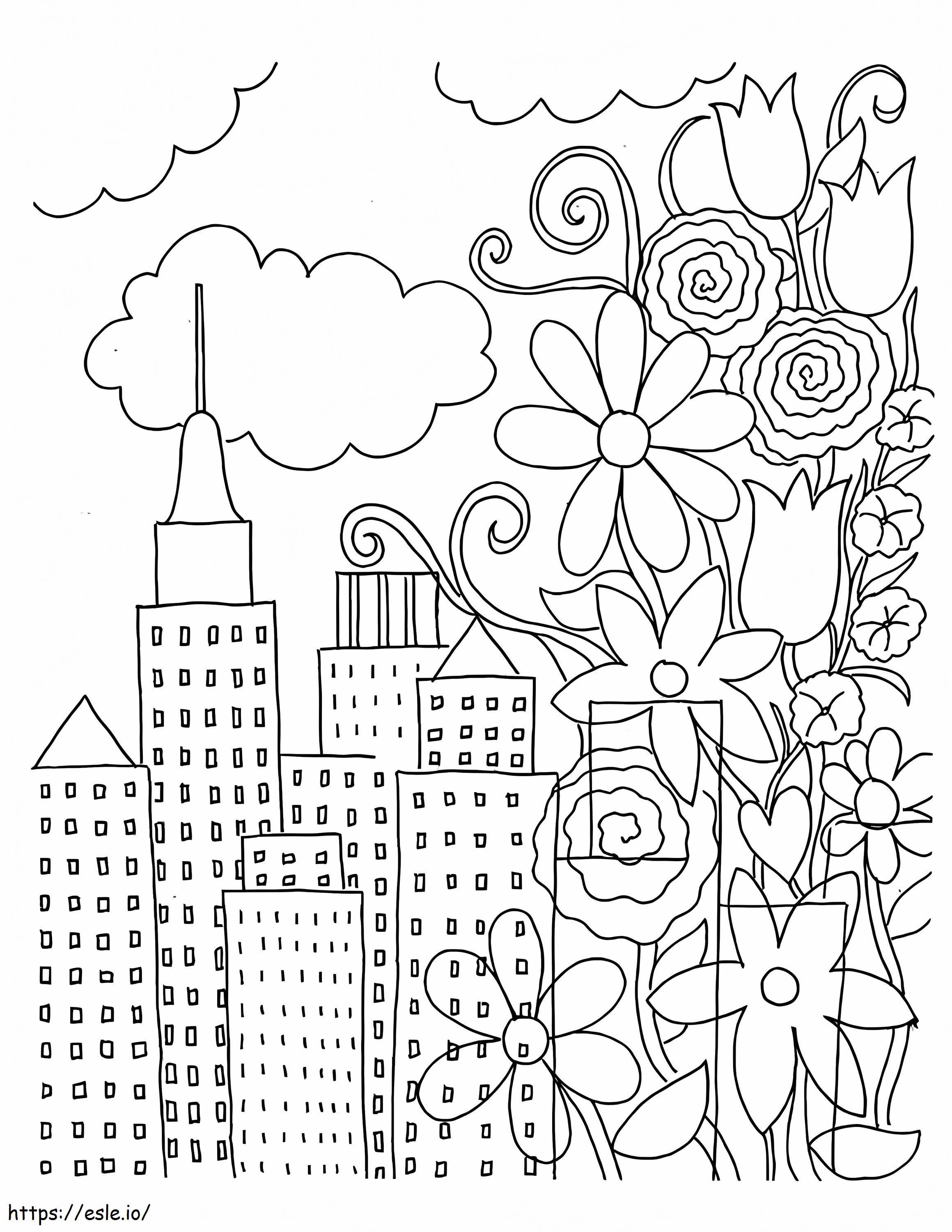 Mindfulness na cidade moderna para colorir