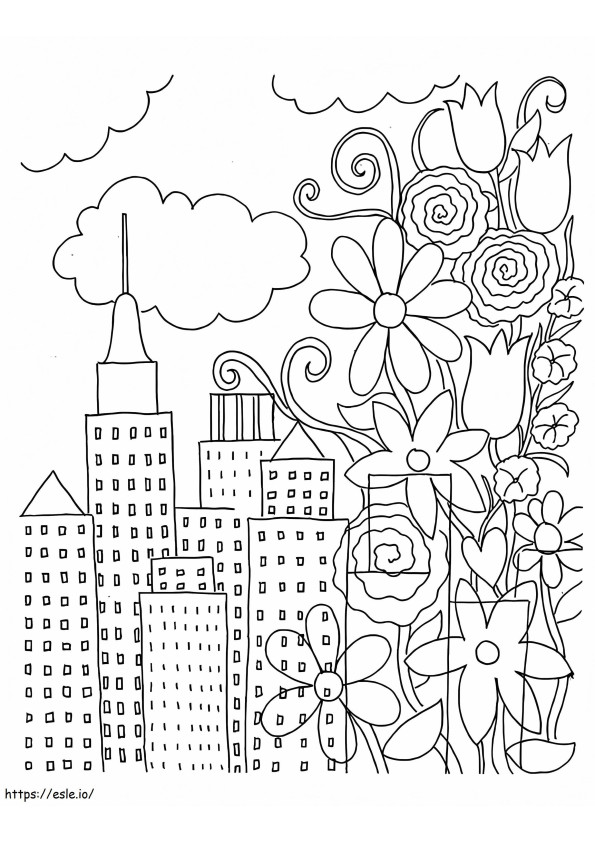 Modern City Mindfulness coloring page