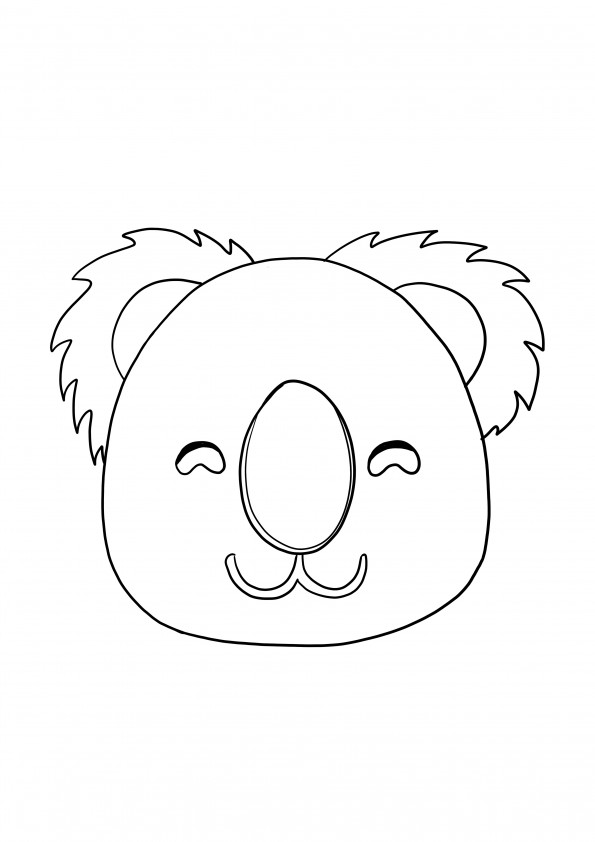 Koala's face smiling coloring image for kids for free