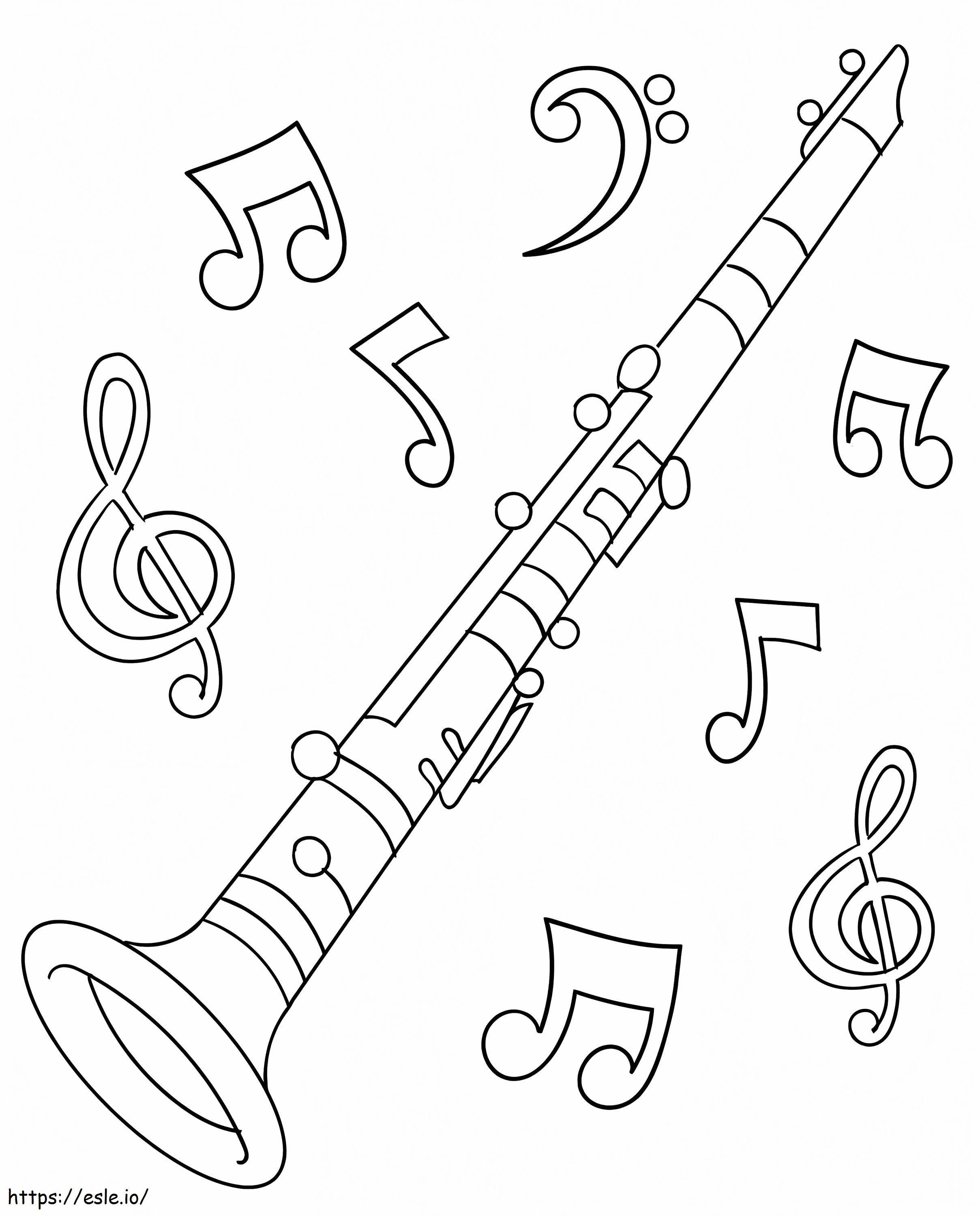 Clarinetto con note musicali da colorare