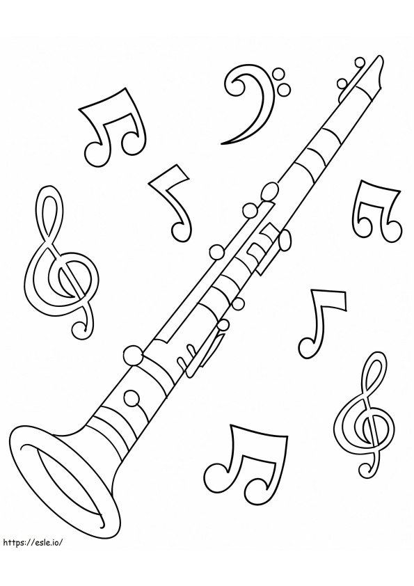 Clarinete con notas musicales para colorear
