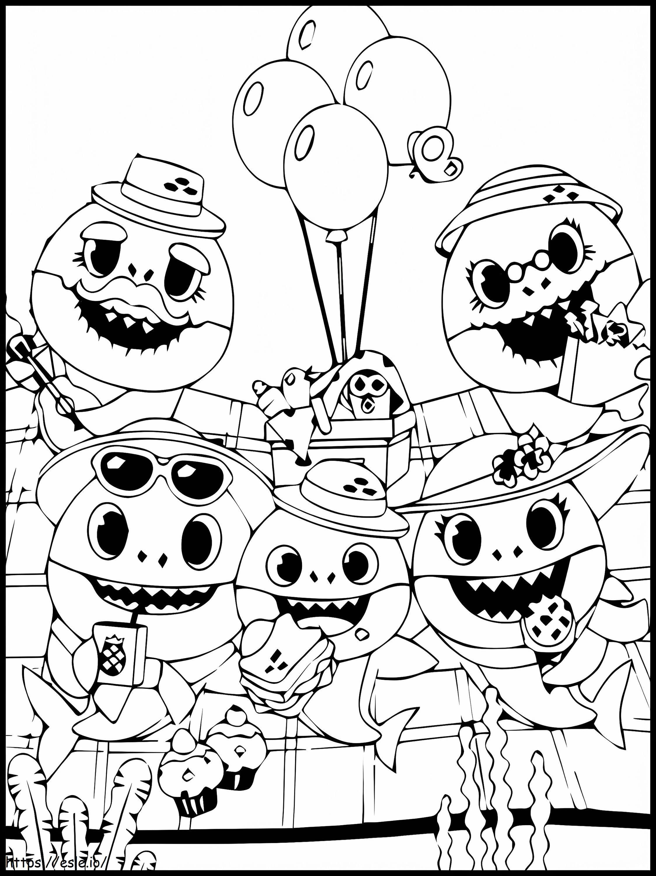 Baby Shark Happy Family coloring page