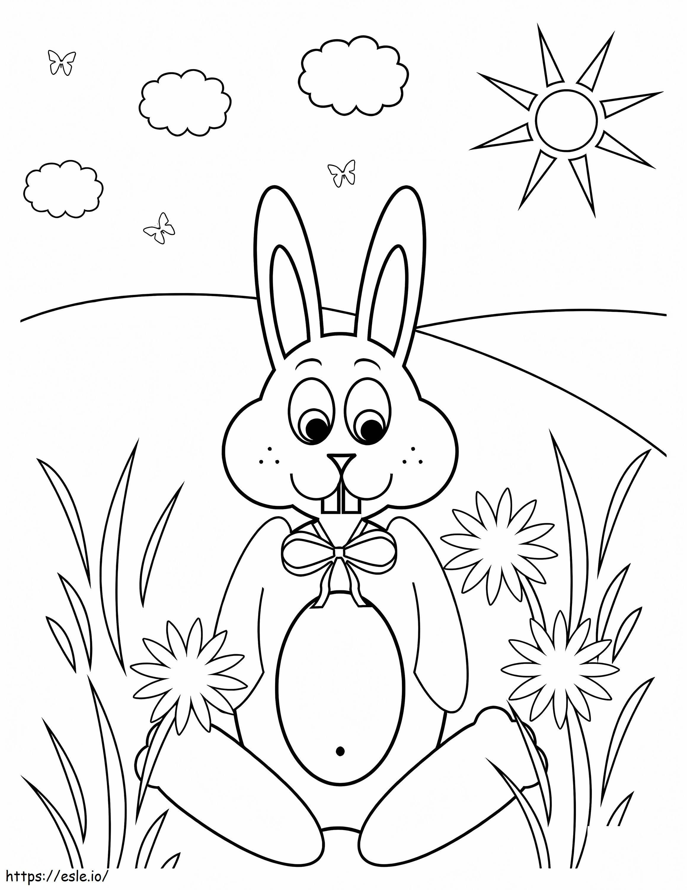 Kaninchen auf Blumenfeld ausmalbilder