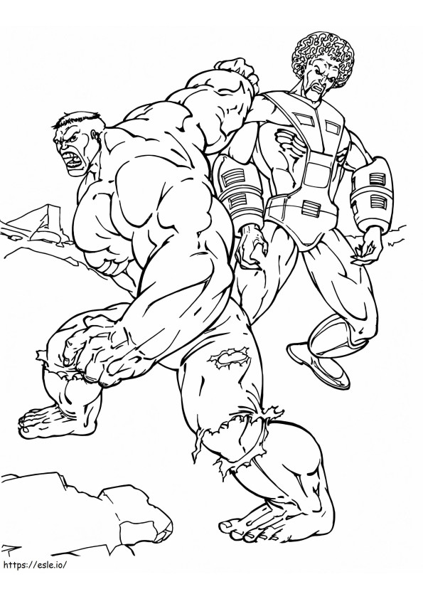 Hulk contra el villano para colorear