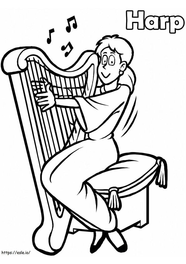 Playing Harp coloring page
