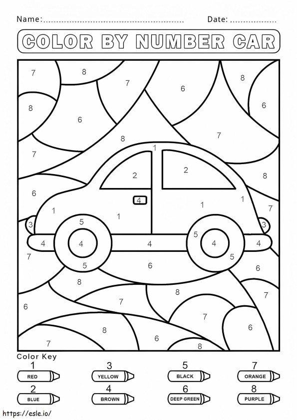 Coloriage Couleur de voiture par numéro à imprimer dessin