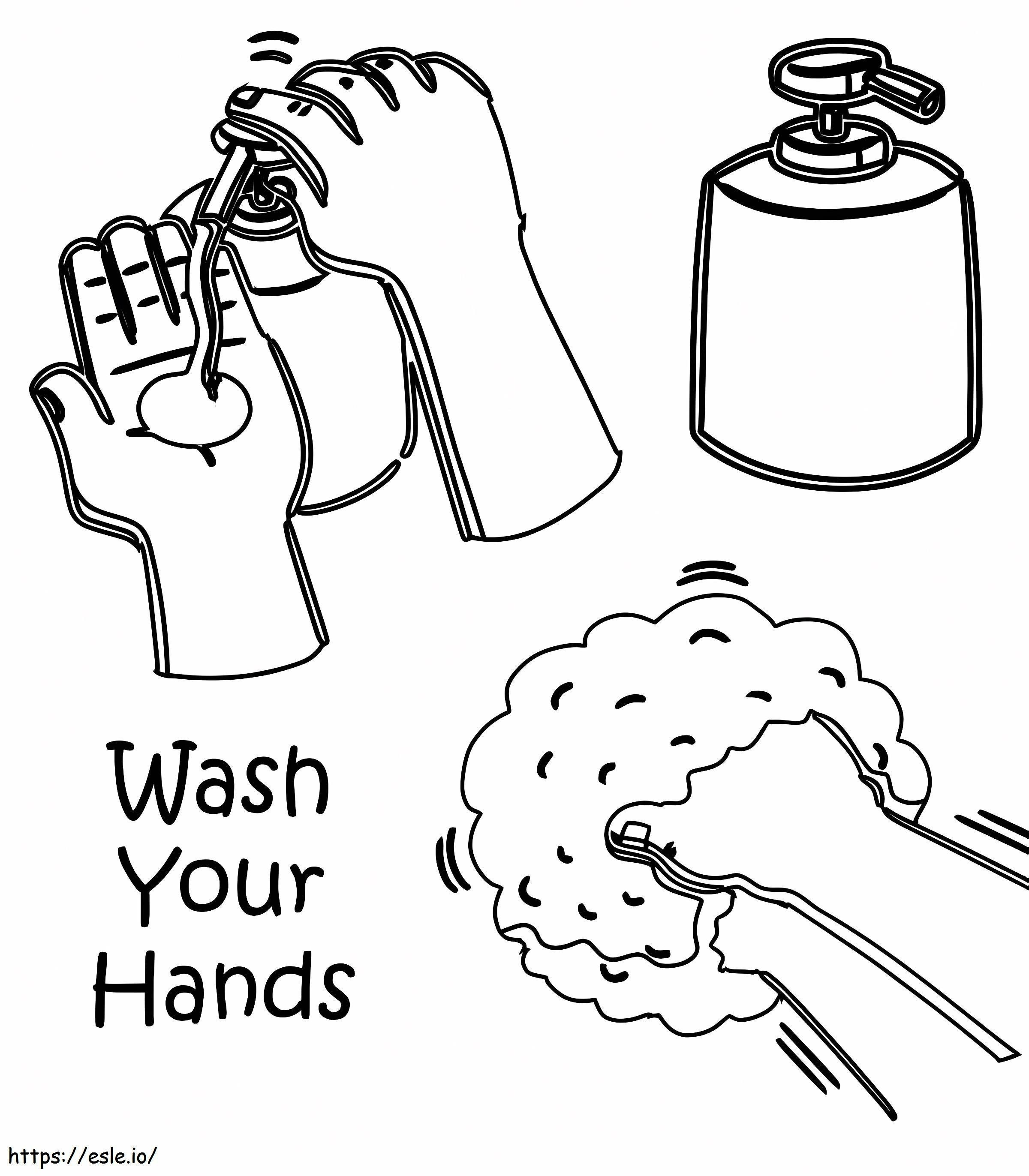 Muista pestä kätesi värityskuva