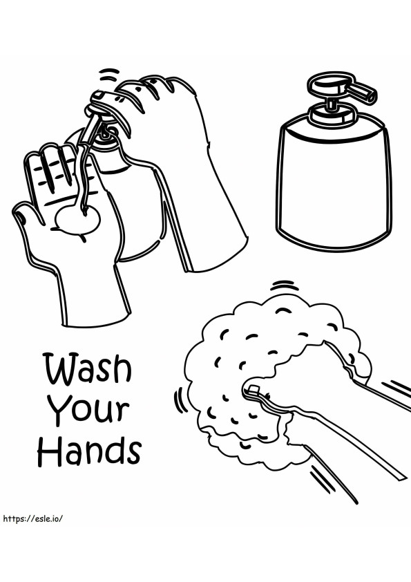 Vergeet niet om uw handen te wassen kleurplaat