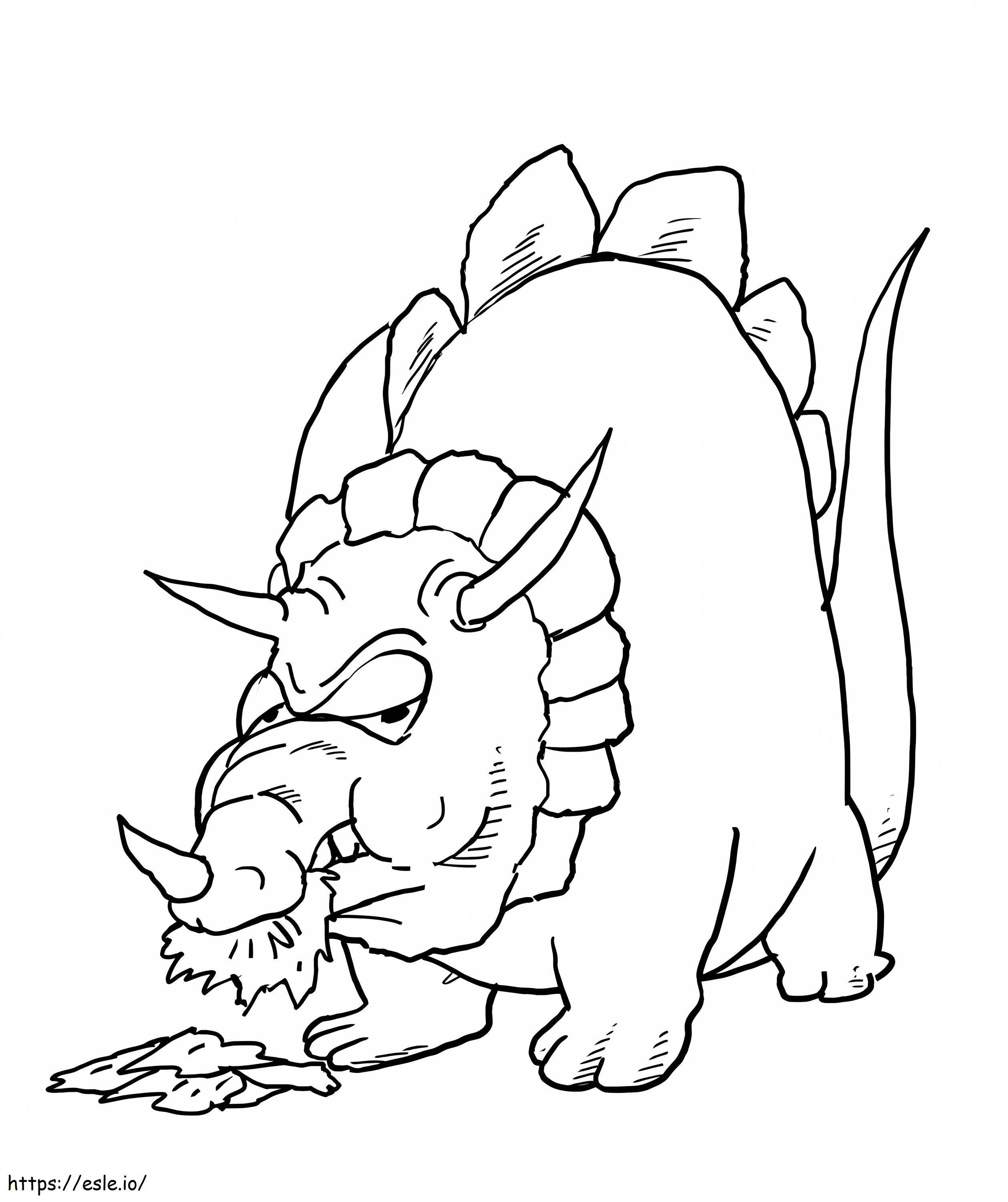 Coloriage Manger du gros tricératops à imprimer dessin