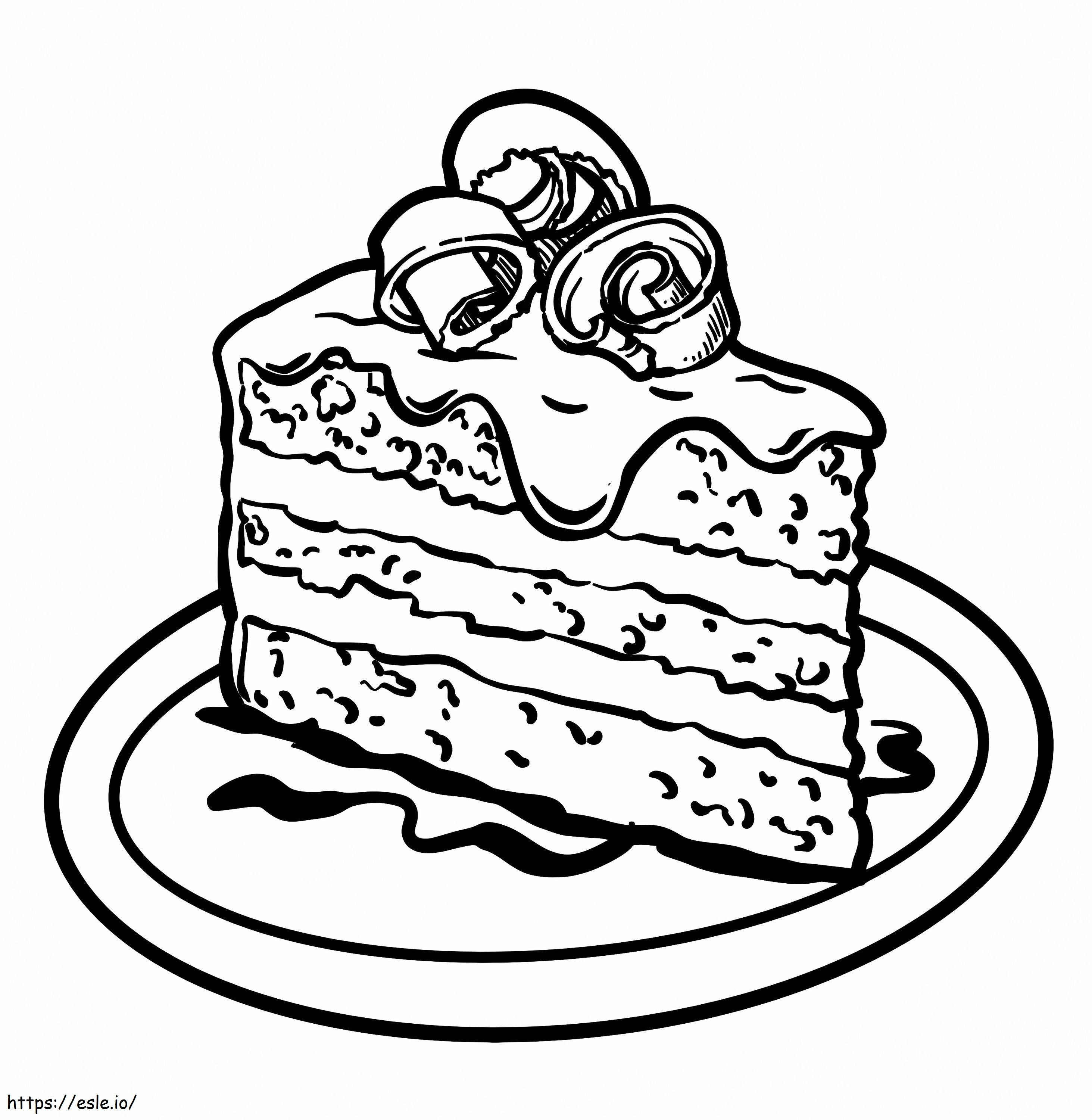 Piece Of Cake On Plate coloring page