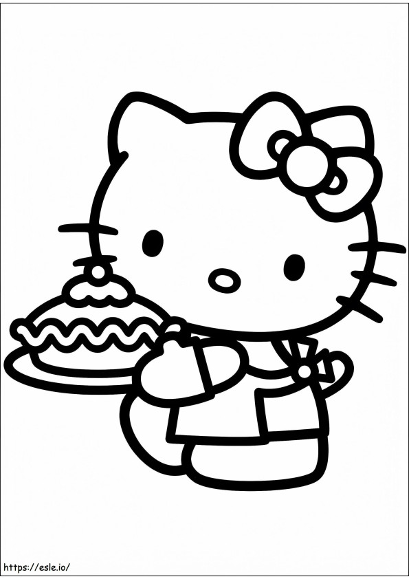 Coloriage Hello Kitty Pâtissière à imprimer dessin