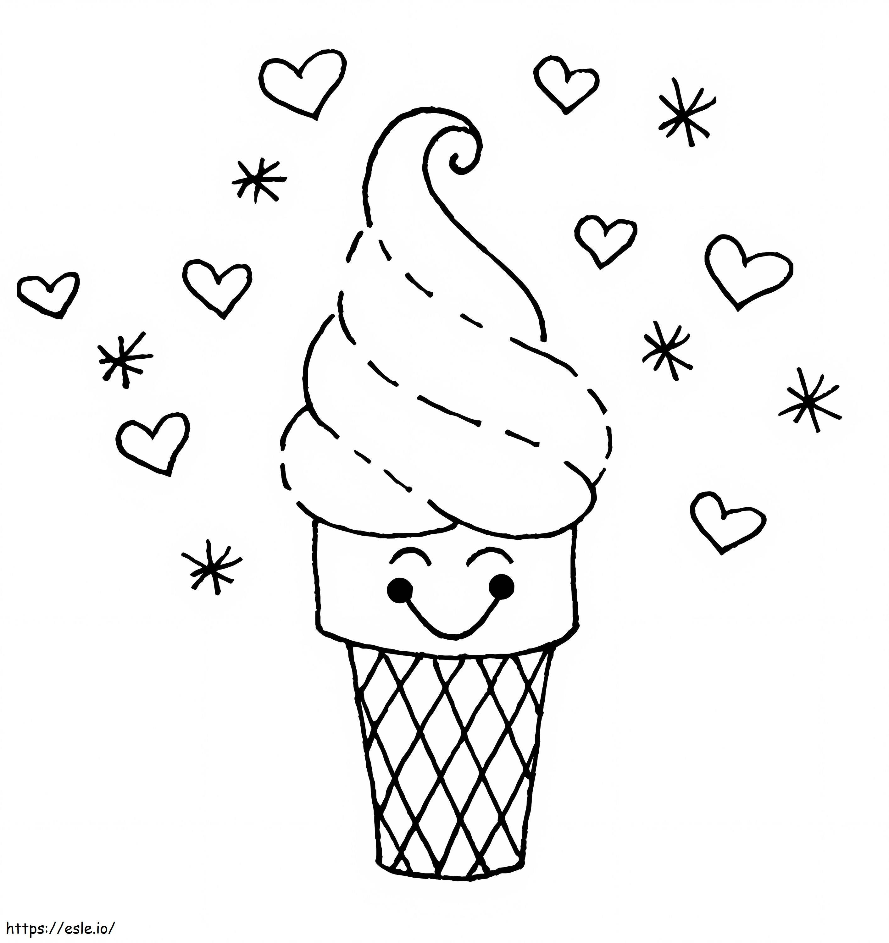 Cute Happy Ice Cream coloring page