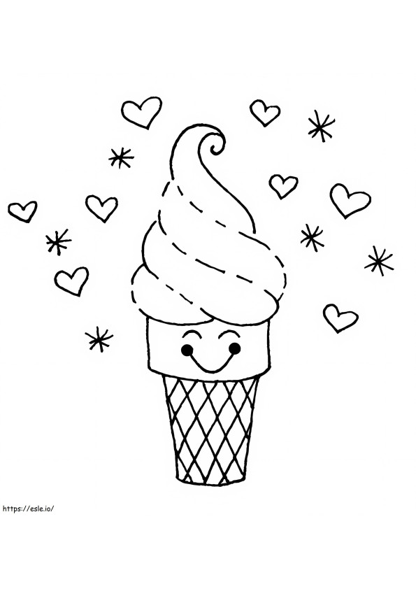 Cute Happy Ice Cream coloring page