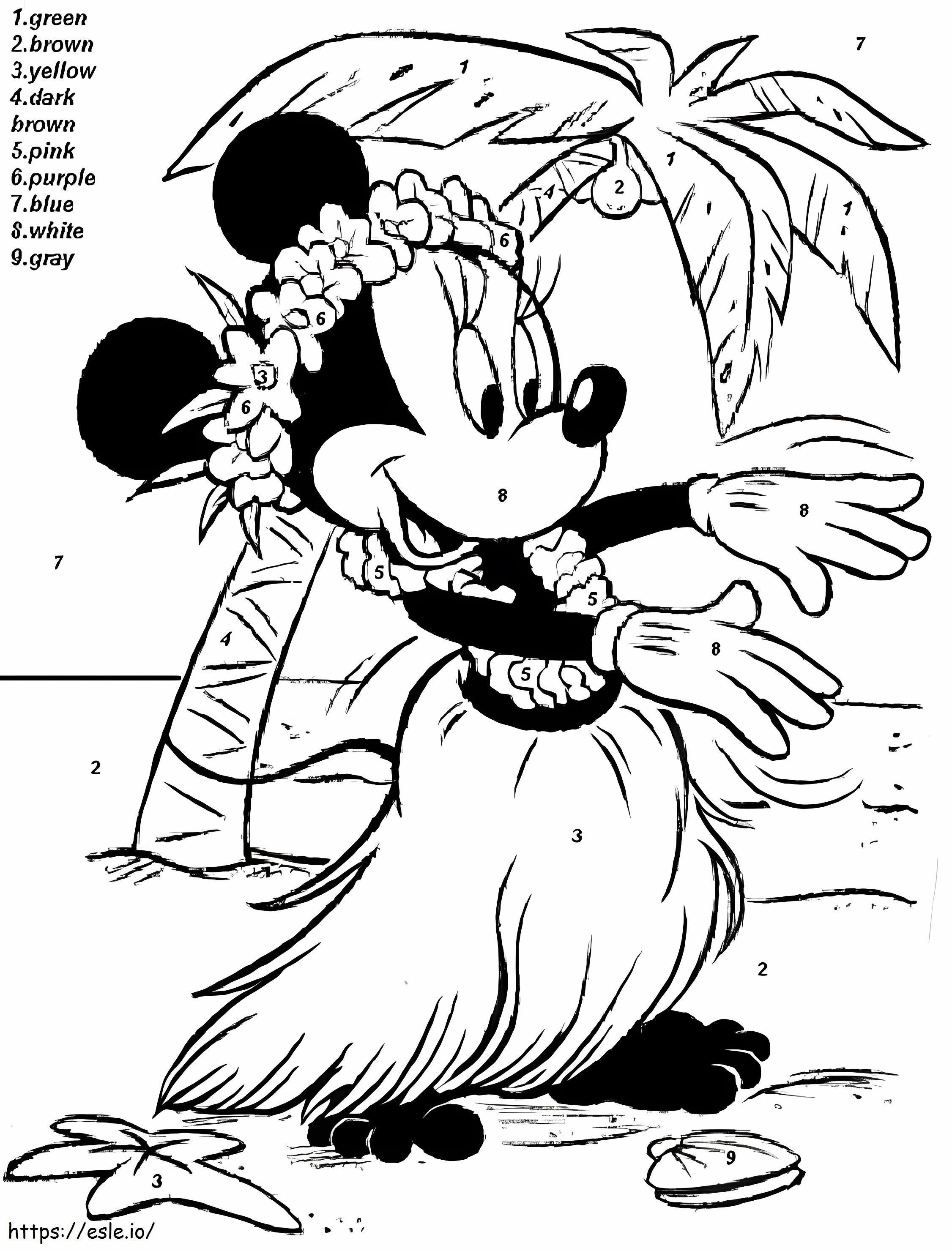 Coloriage Minnie dansant couleur par numéro à imprimer dessin