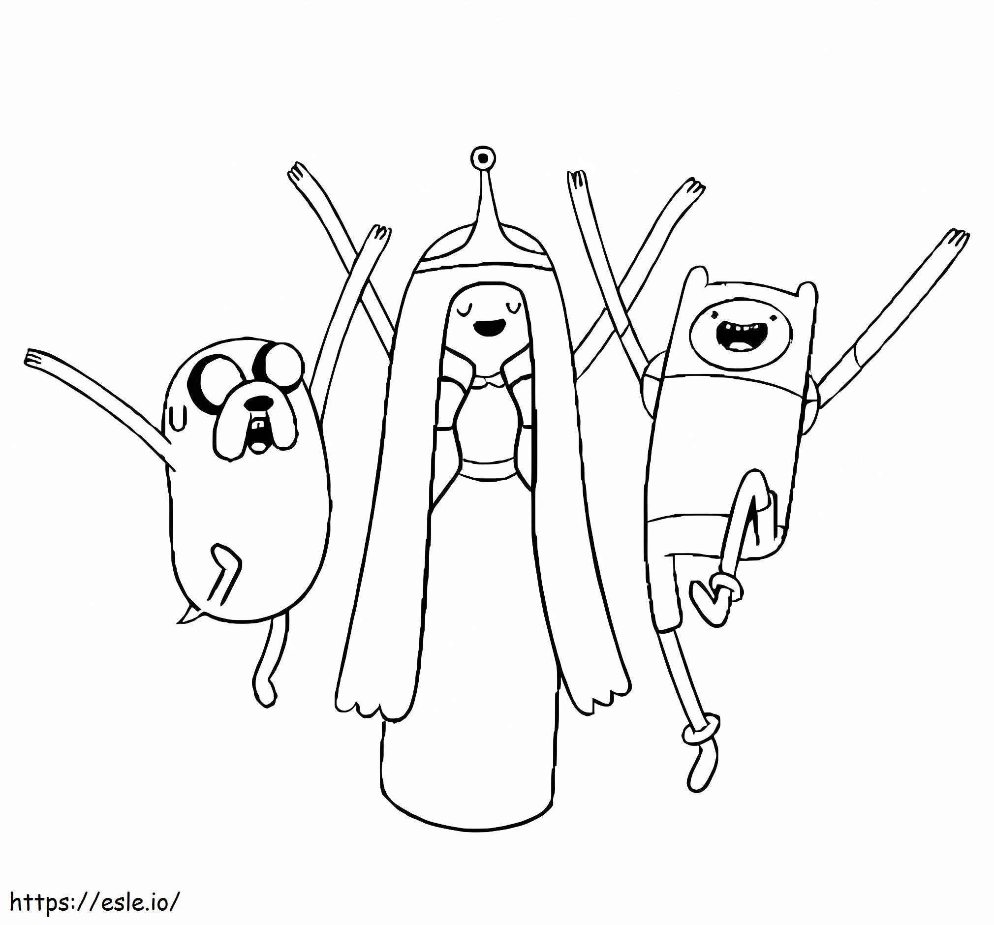 Happy Jake Princess Bubblegum And Finn coloring page
