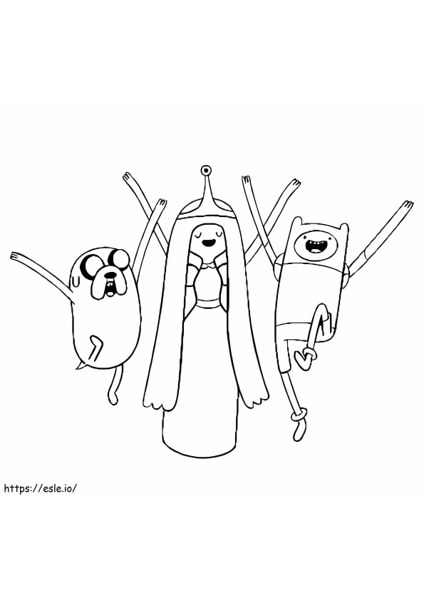 Happy Jake Princess Bubblegum And Finn coloring page