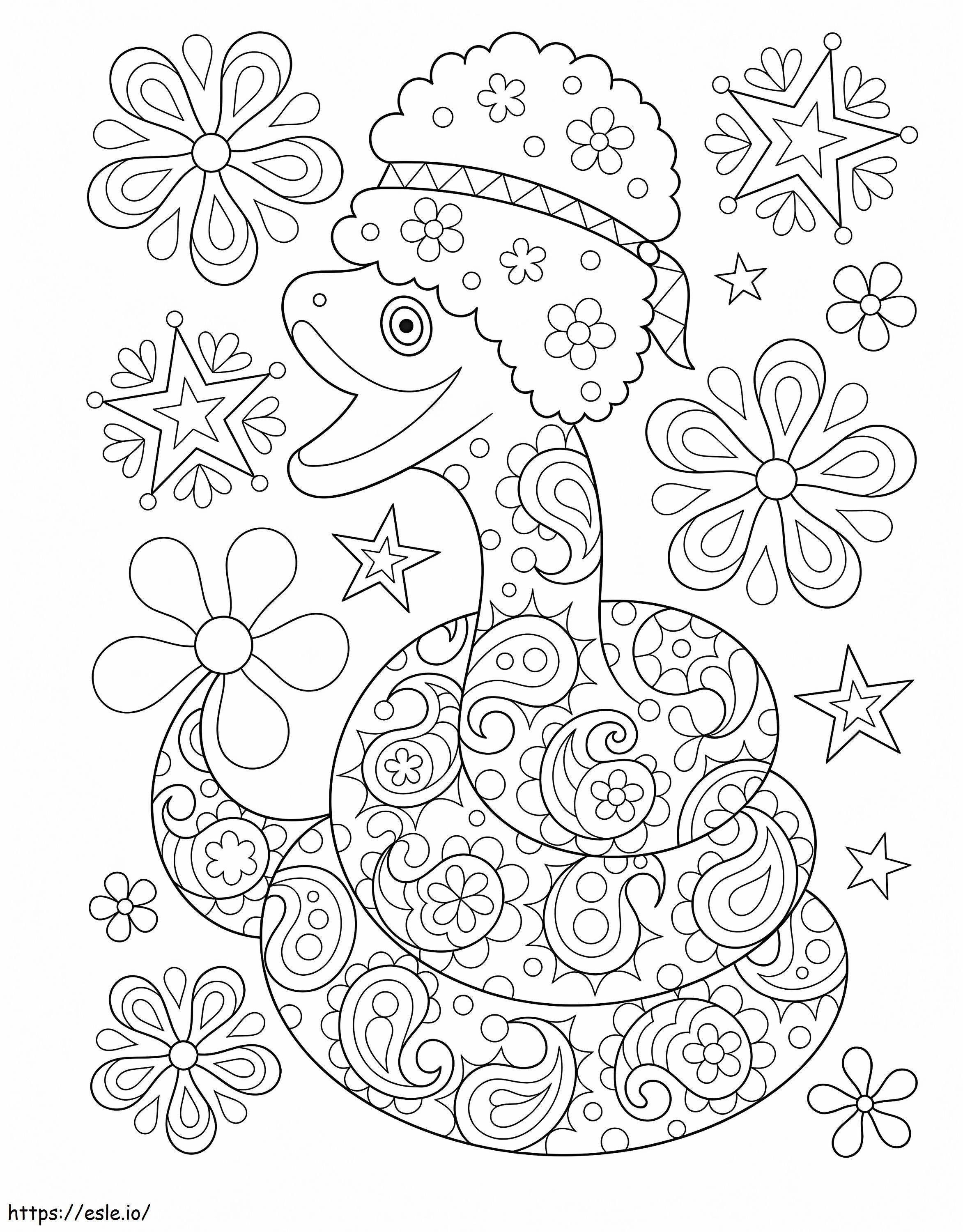 Coloriage Serpent hippie à imprimer dessin