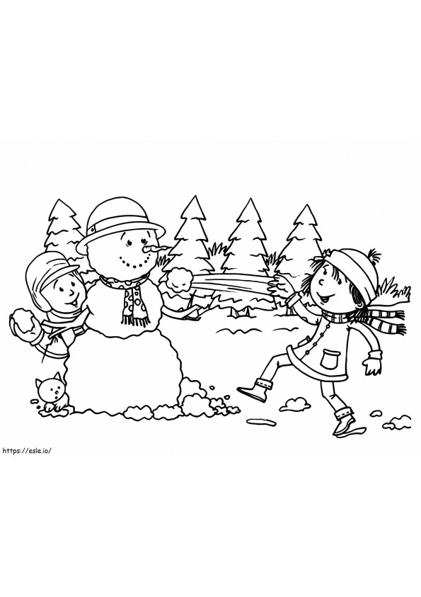 Luptă amuzantă cu bulgări de zăpadă de colorat