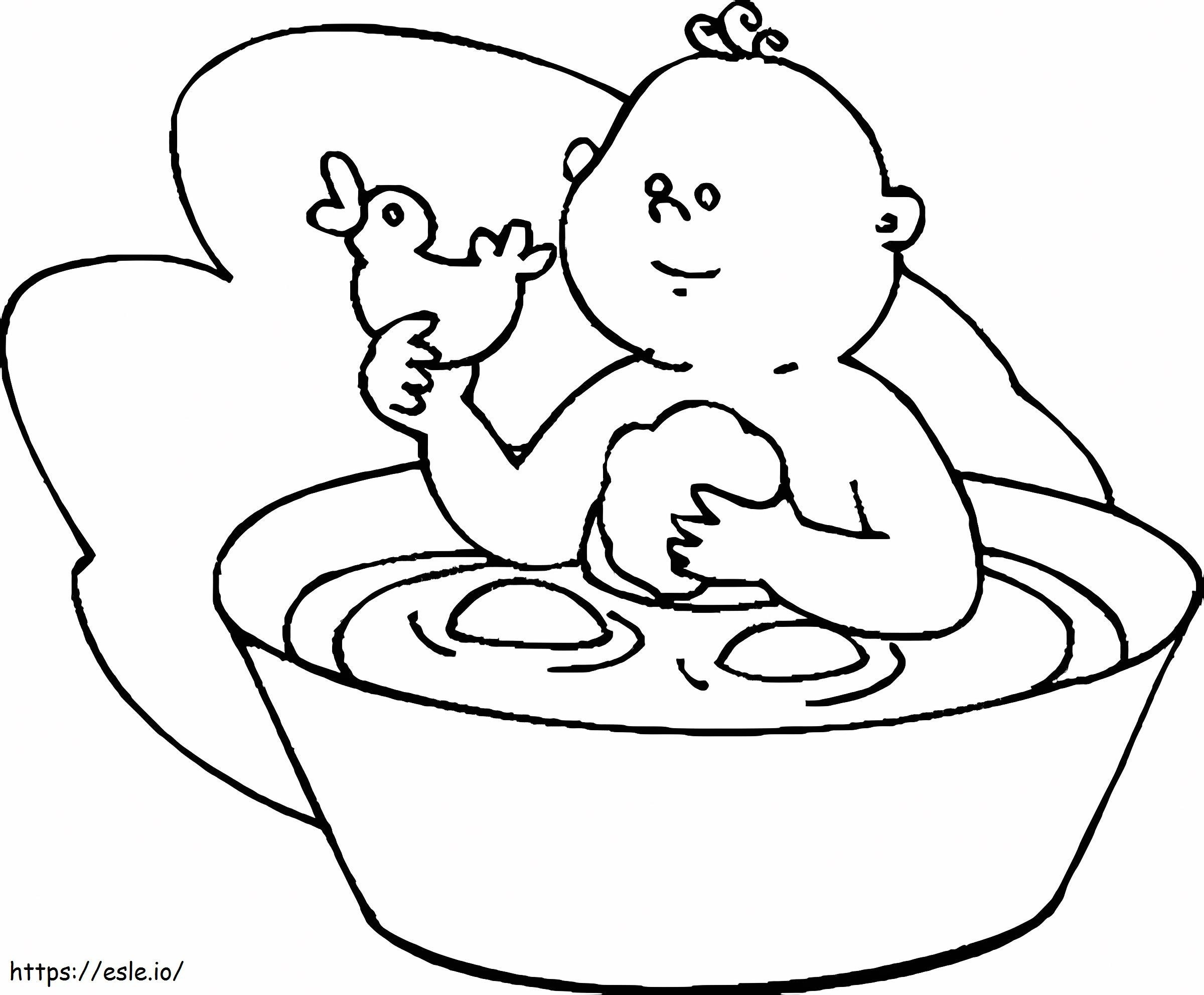 Baby With Rubber Duck coloring page
