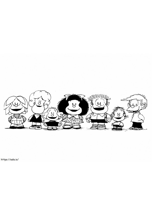 Mafalda e amigos para colorir