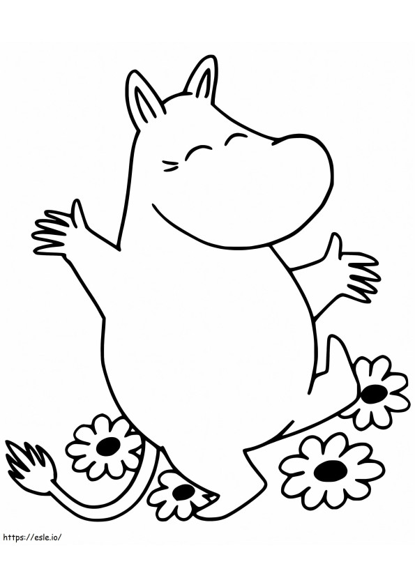 Happy Moomintroll coloring page
