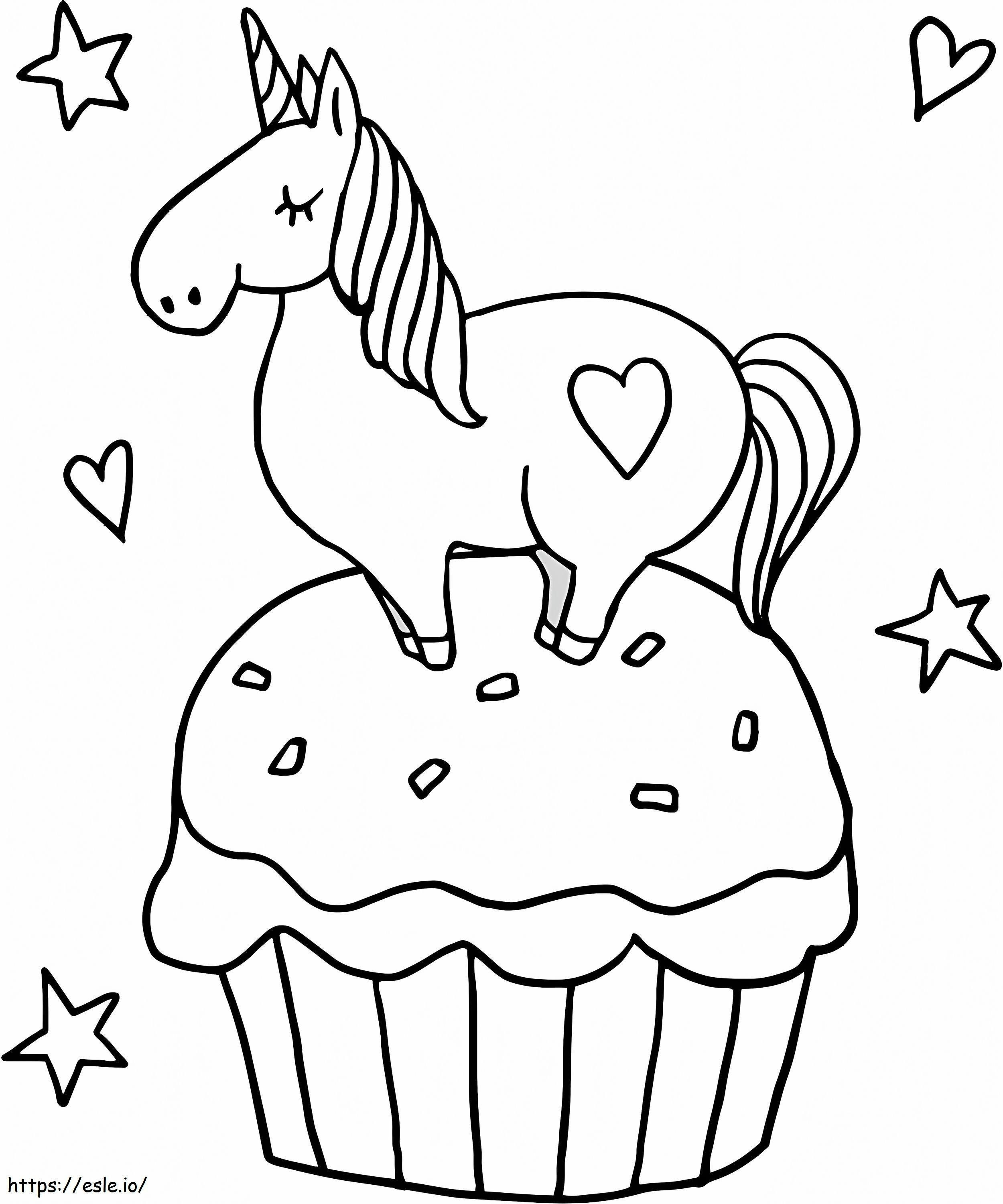 1563326262 Pequeño Unicornio En Cupcake A4 para colorear