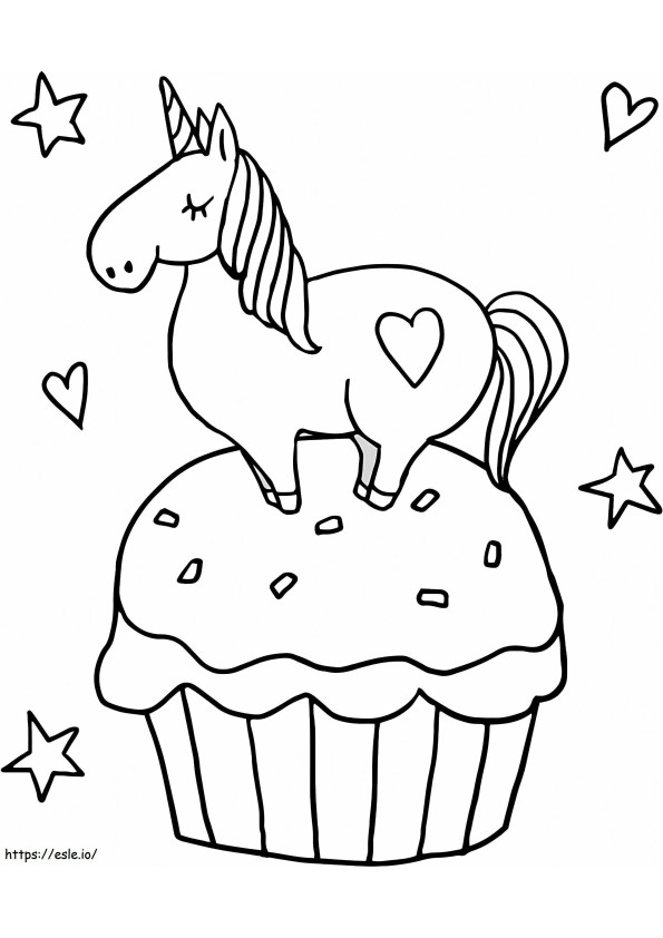 1563326262 Unicorn Kecil Di Cupcake A4 Gambar Mewarnai