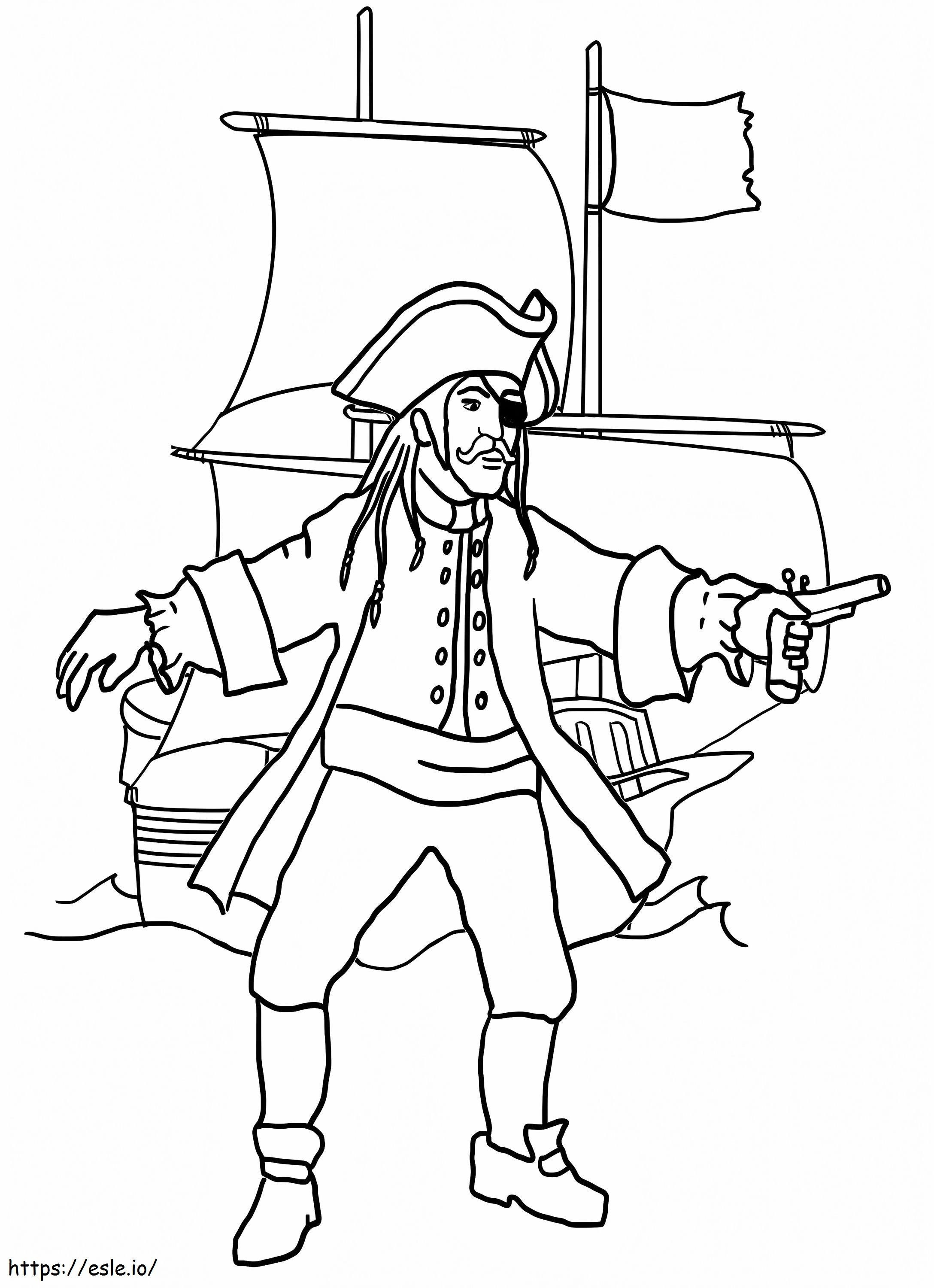 Pirata y barco pirata Página para colorear para colorear