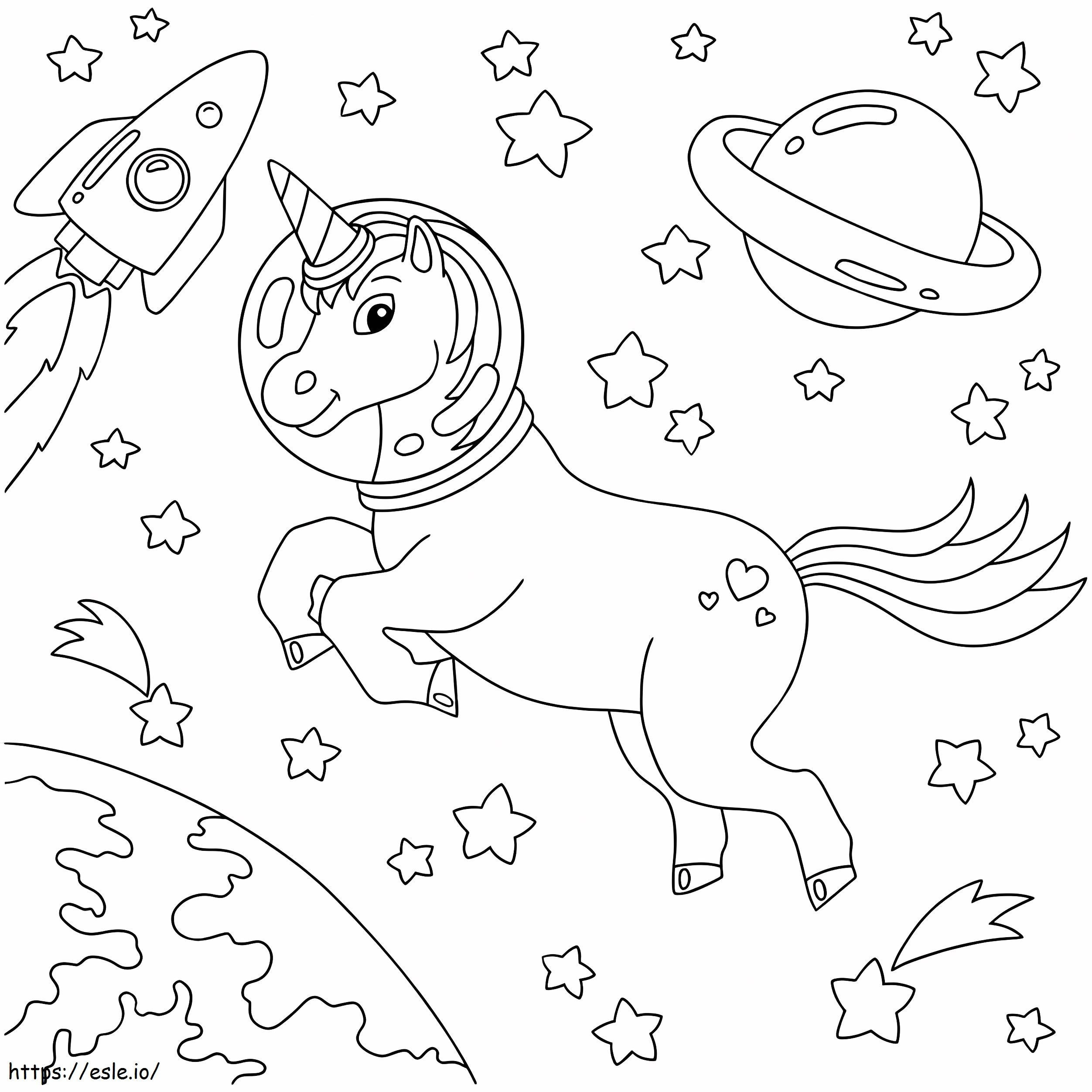Unicorn Outer Space coloring page