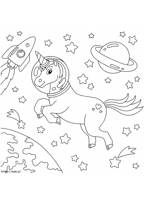 Unicorn Outer Space coloring page