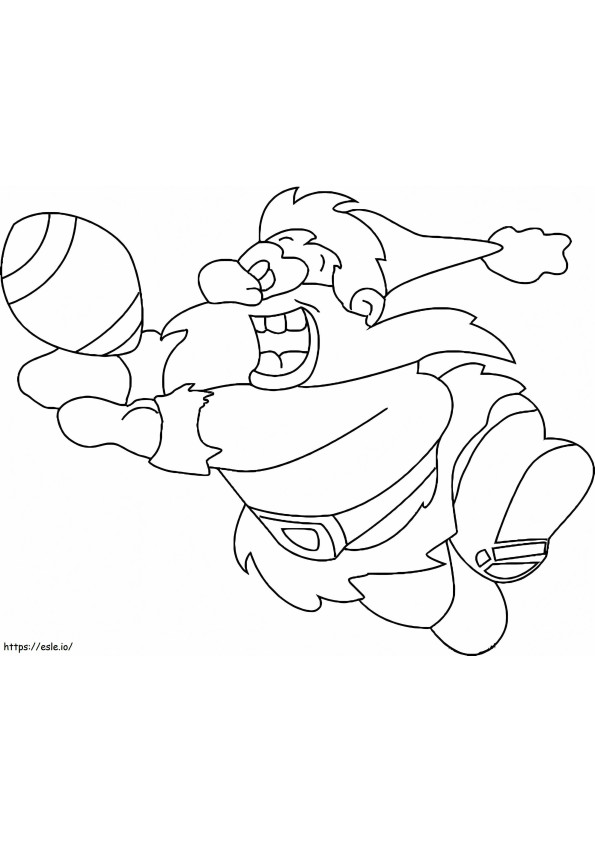 Coloriage Le Père Noël joue au rugby à imprimer dessin