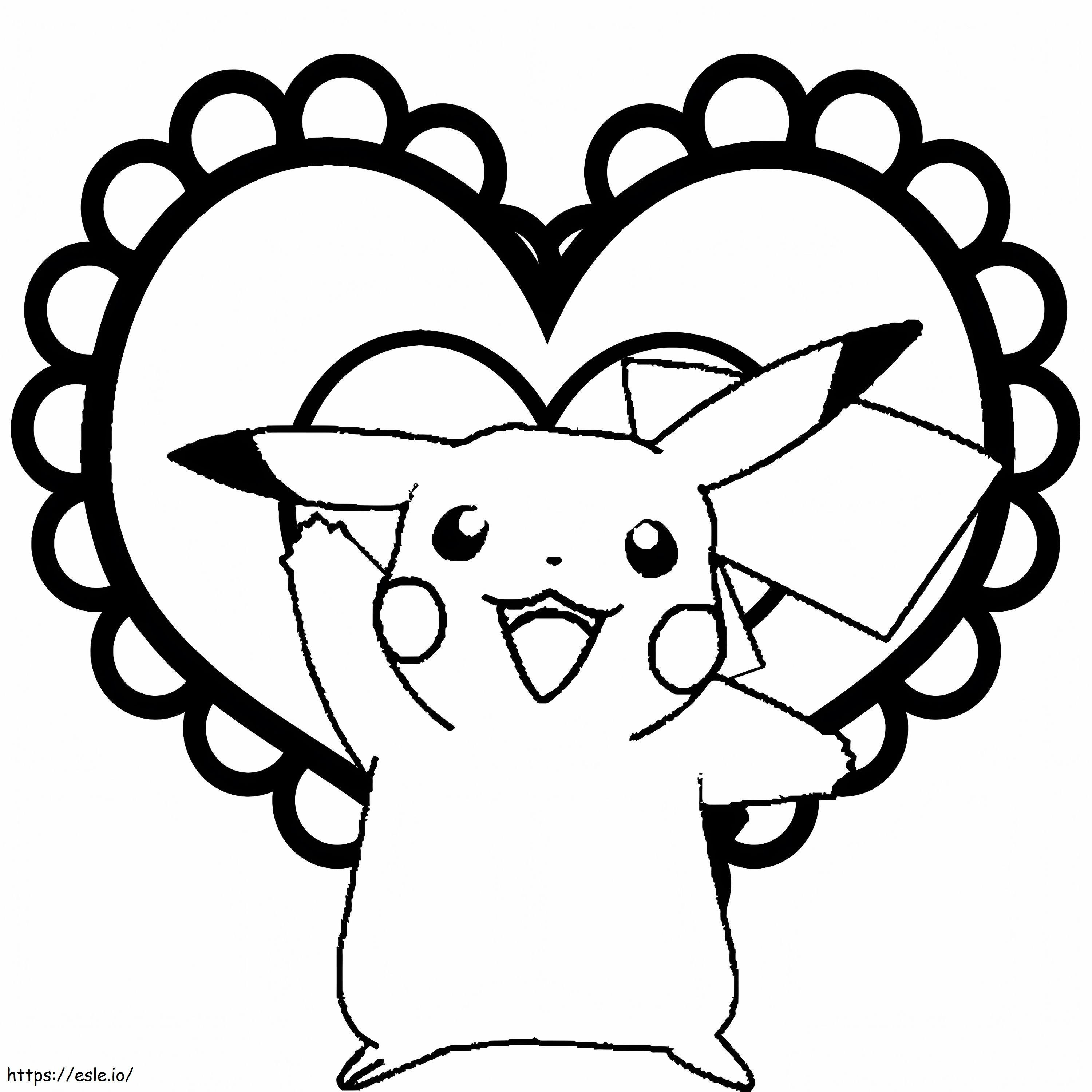 Pikachu met hart kleurplaat kleurplaat