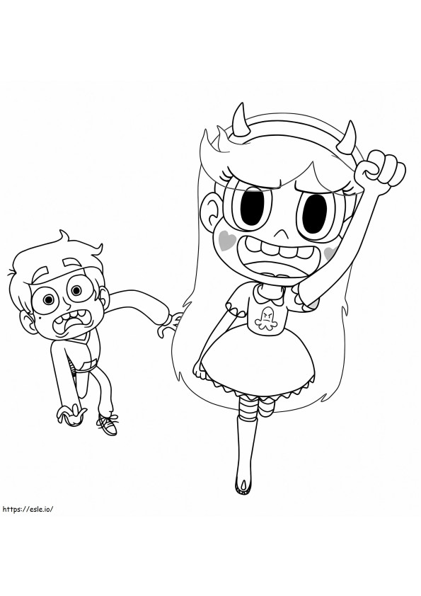 Funny Star And Marco coloring page