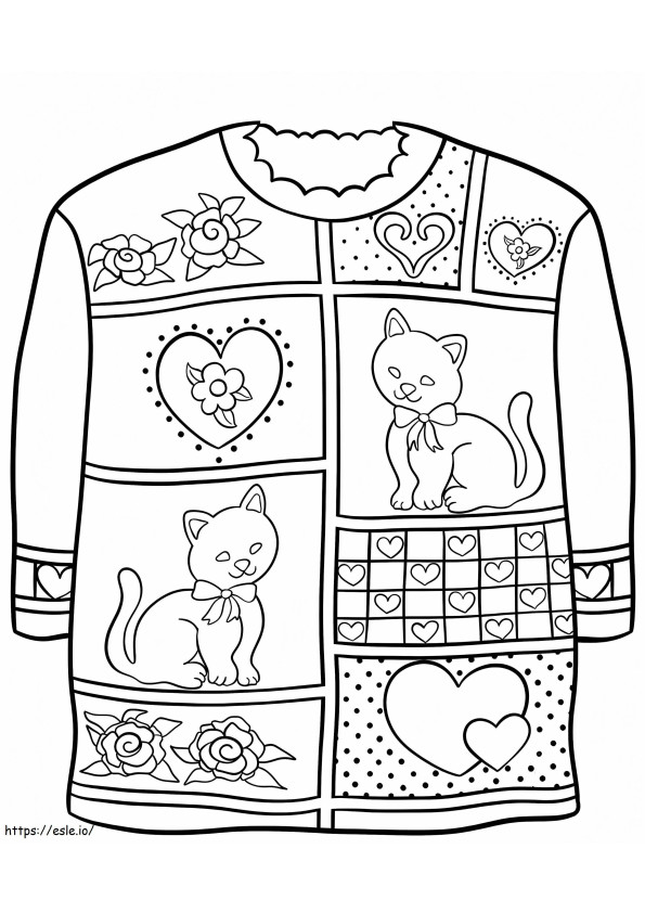 Christmas Sweater With Kitten coloring page