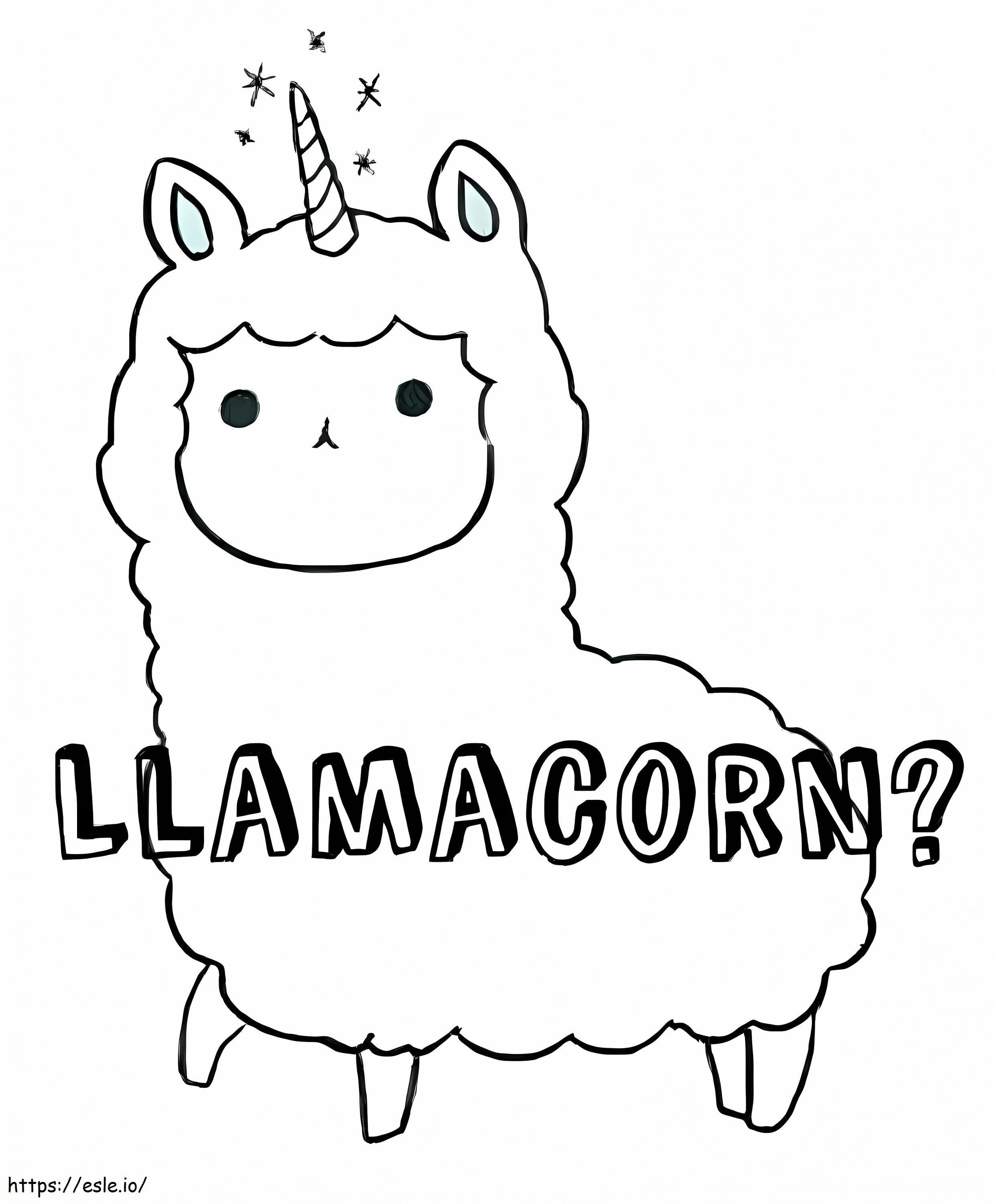 Llamacorn yang menggemaskan Gambar Mewarnai