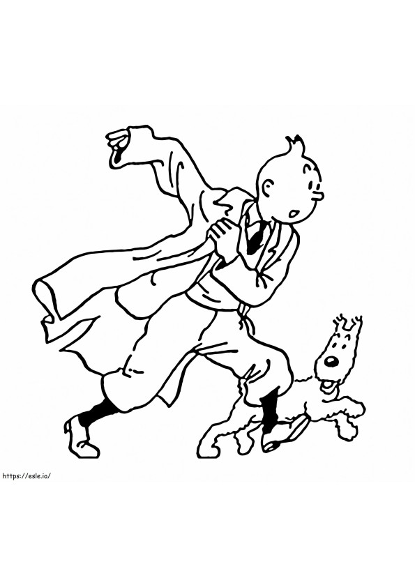 Tintin And Snowy Running coloring page