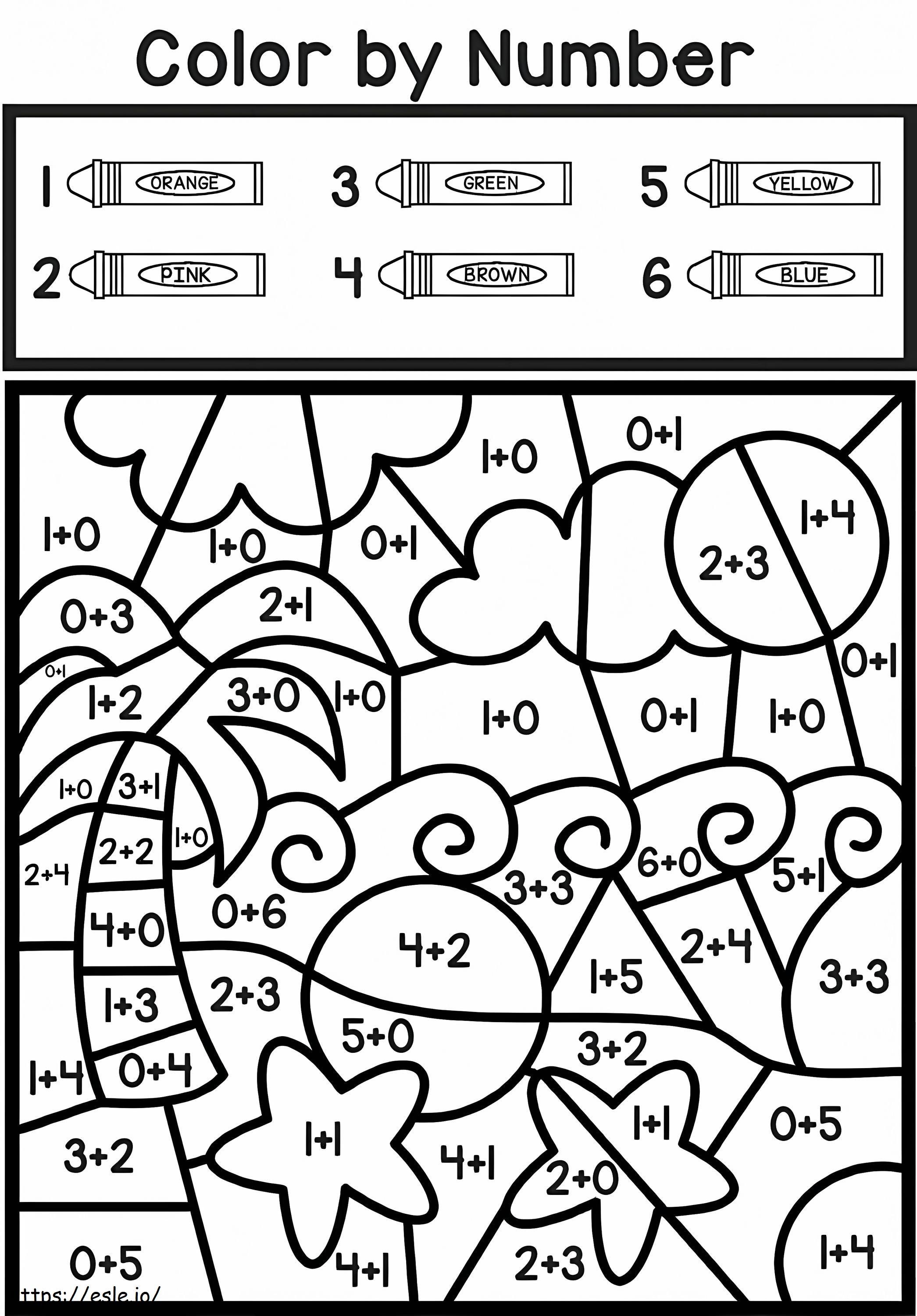 Island Color By Number Addition coloring page