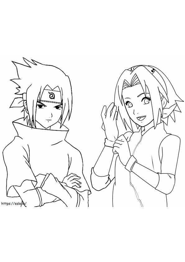 Sakura și Sasuke de colorat