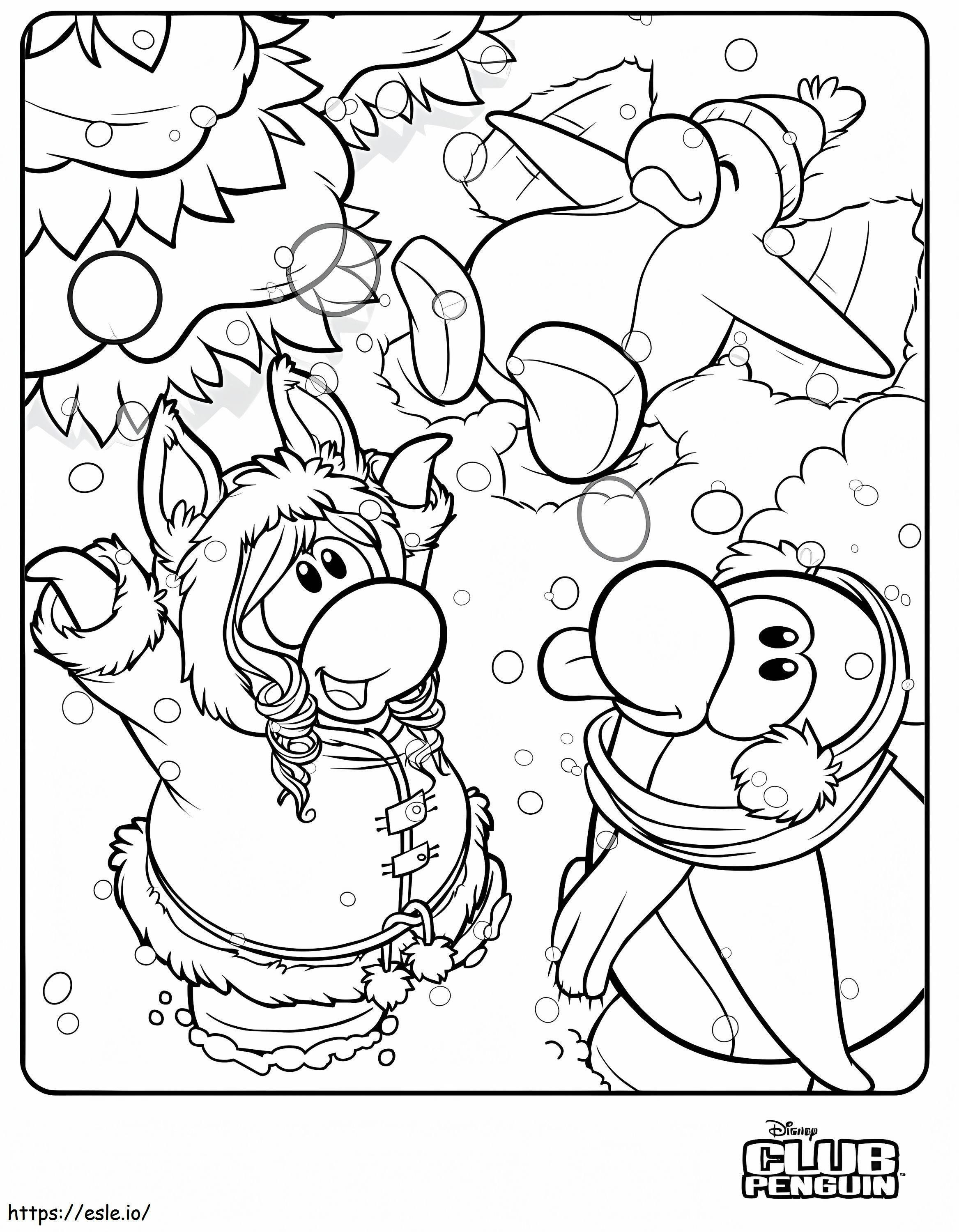 Club Penguin Christmas coloring page