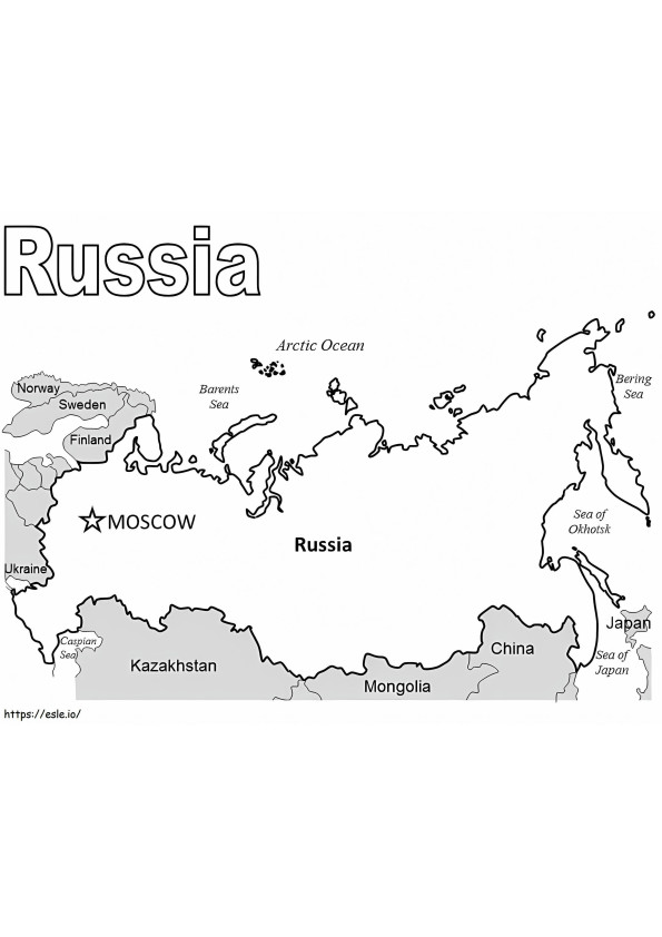 Mapa da Rússia 3 para colorir