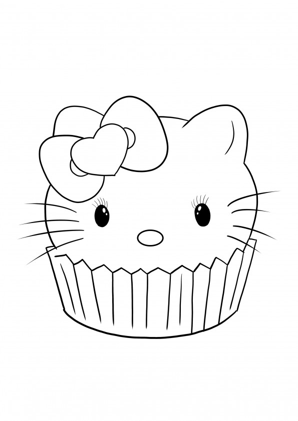 Imagen para imprimir y descargar gratis de cupcake de Hello Kitty